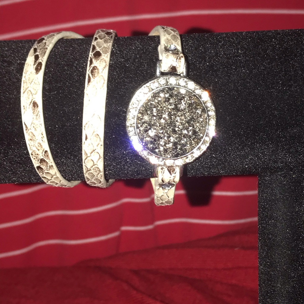 Snakeskin Wrap Bracelet With Black Gemstone Face 5$